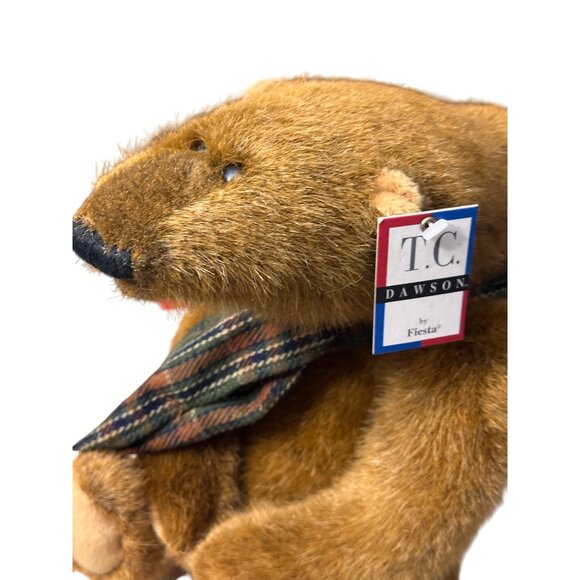 Samuel  humpback Teddy Bear with Plaid Scarf T.C. Dawson By Fiesta Plush  TAG - Picture 10 of 13